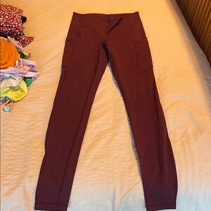 Lulu Maroon High-Waisted Leggings Full length